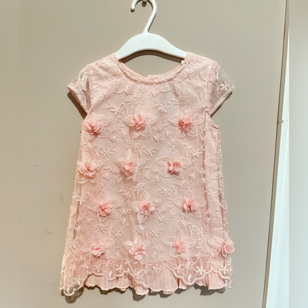 Nanette Lepore Girls Pink Peach Floral Embroidered Tunic Dress